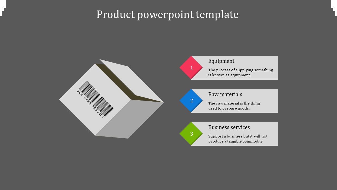 Free - A three noded product powerpoint template